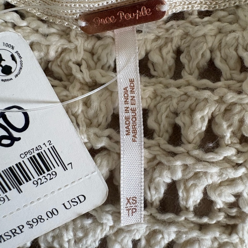 Free People Cream V-Neck Sweater - Picture 5 of 5